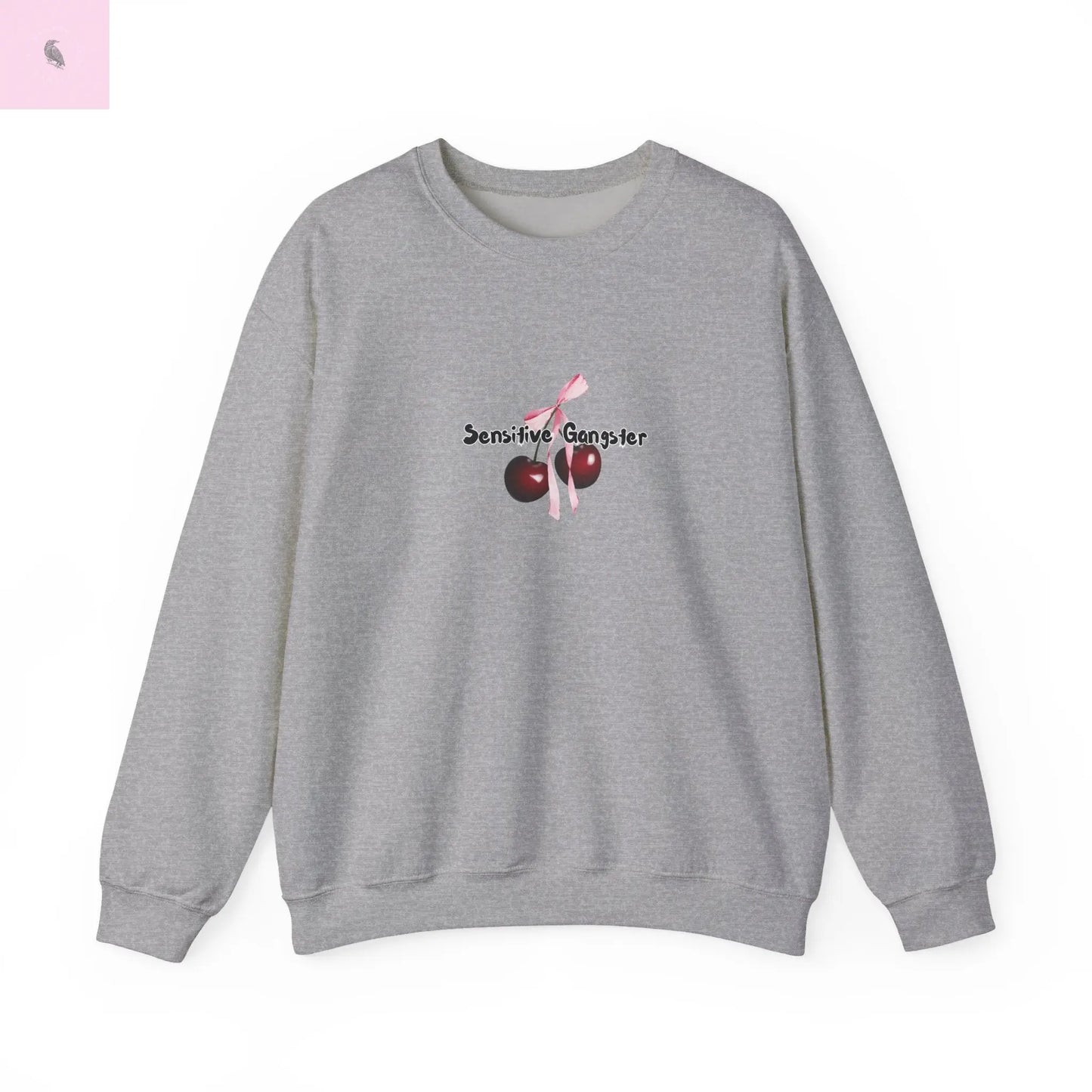 Sensitive Gangster Sweatshirt, Coquette cherries crewneck, Cozy Unisex sweatshirt, Gift for Friends, Casual Wear, Comfortable Fashion, The flirty crow