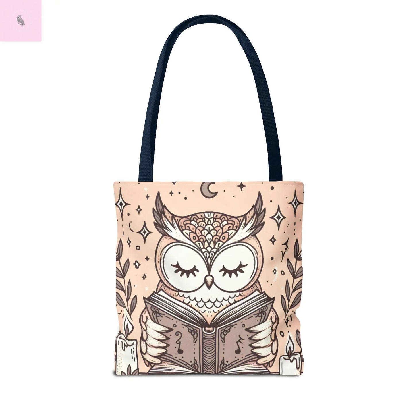 Reading lover  Owl Tote Bag, Cute Animal Tote, Book Lover Gift, AOP Shopping Bag, Owl Art Bag, Eco-Friendly Carryall, gift for reader The flirty crow