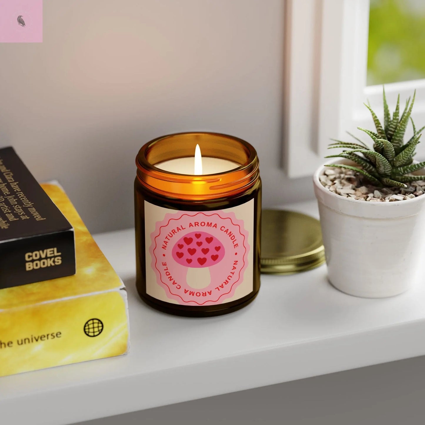 Mushroom retro Scented Candles, Coconut Apricot Wax (4oz, 9oz) the flirty crow
