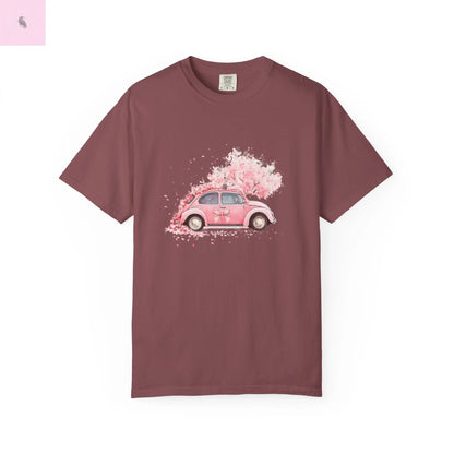 Vintage Car Floral T-Shirt, Unisex Tee, Casual Wear, Gift for Her, Spring Fashion, Boho Style, coquette design Printify