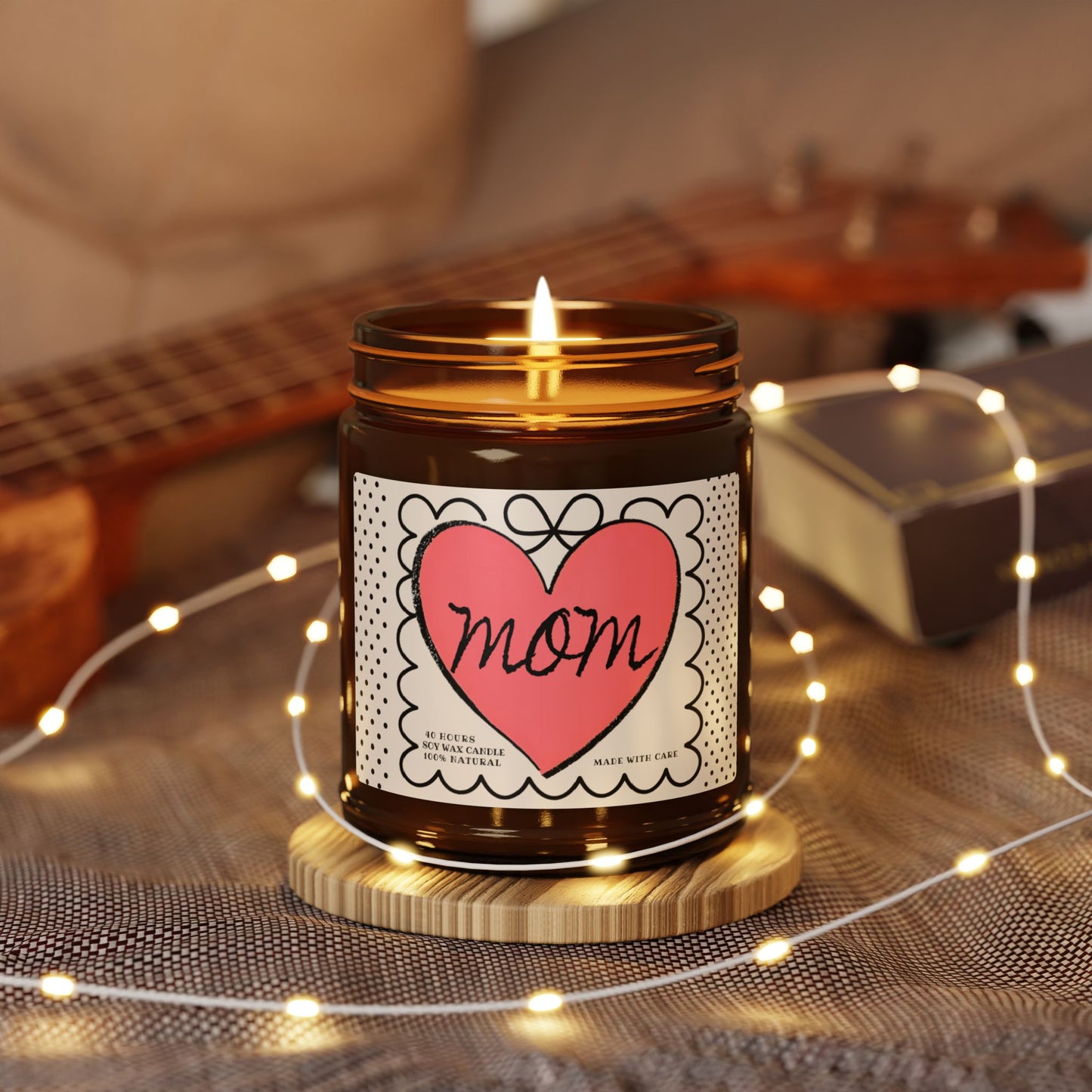 Mom Heart Scented Soy Candle, gift for Mother's Day