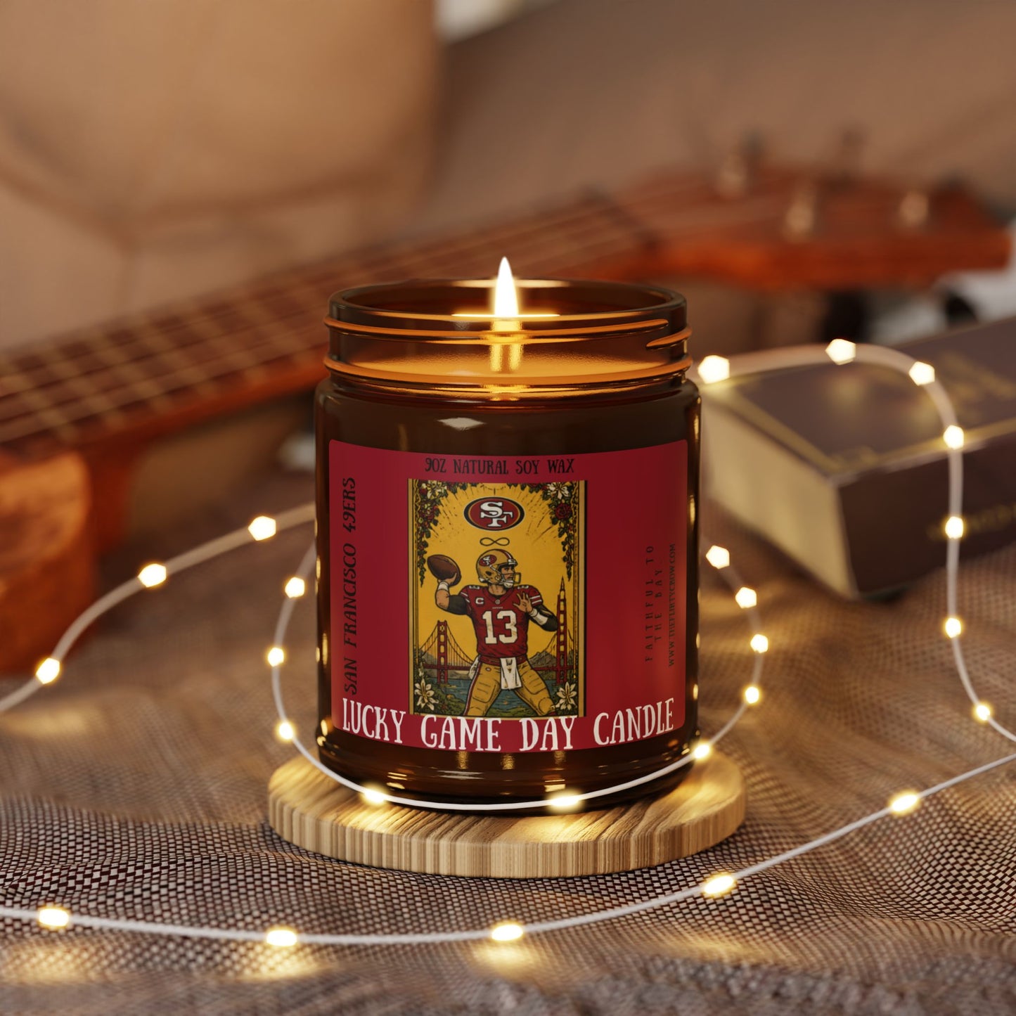 Brock Purdy Lucky Game Day Soy Candle, 49er fan good luck scented candle for the home.