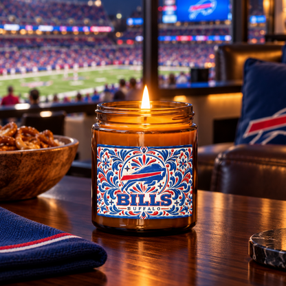 Buffalo Bills Soy Candle – Amber Jar Gift