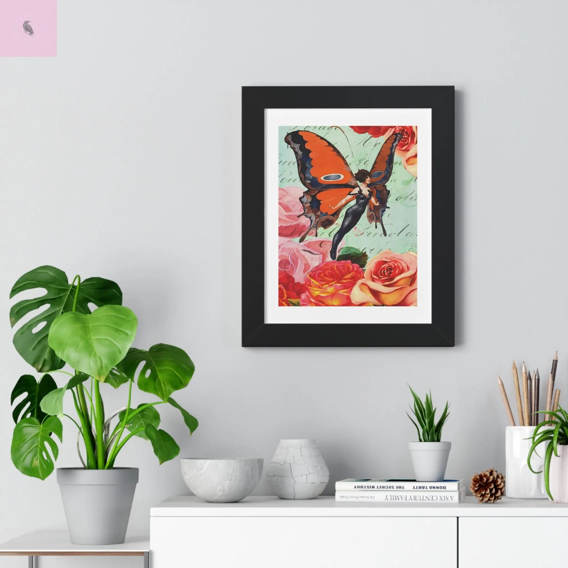 Vintage Butterfly Framed- Floral Wall Art - The flirty crow