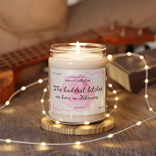 February birthday gift,  Soy Candle, gift for her, floral design,  home fragrance Printify