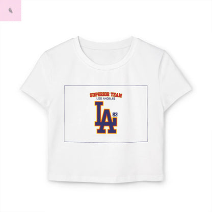 Los Angeles Superior Team Women's LA Baby Tee - Trendy Graphic T-Shirt, Los Angeles California Shirt, Hip LA Tee, Cool Urban Tee, the flirty crow