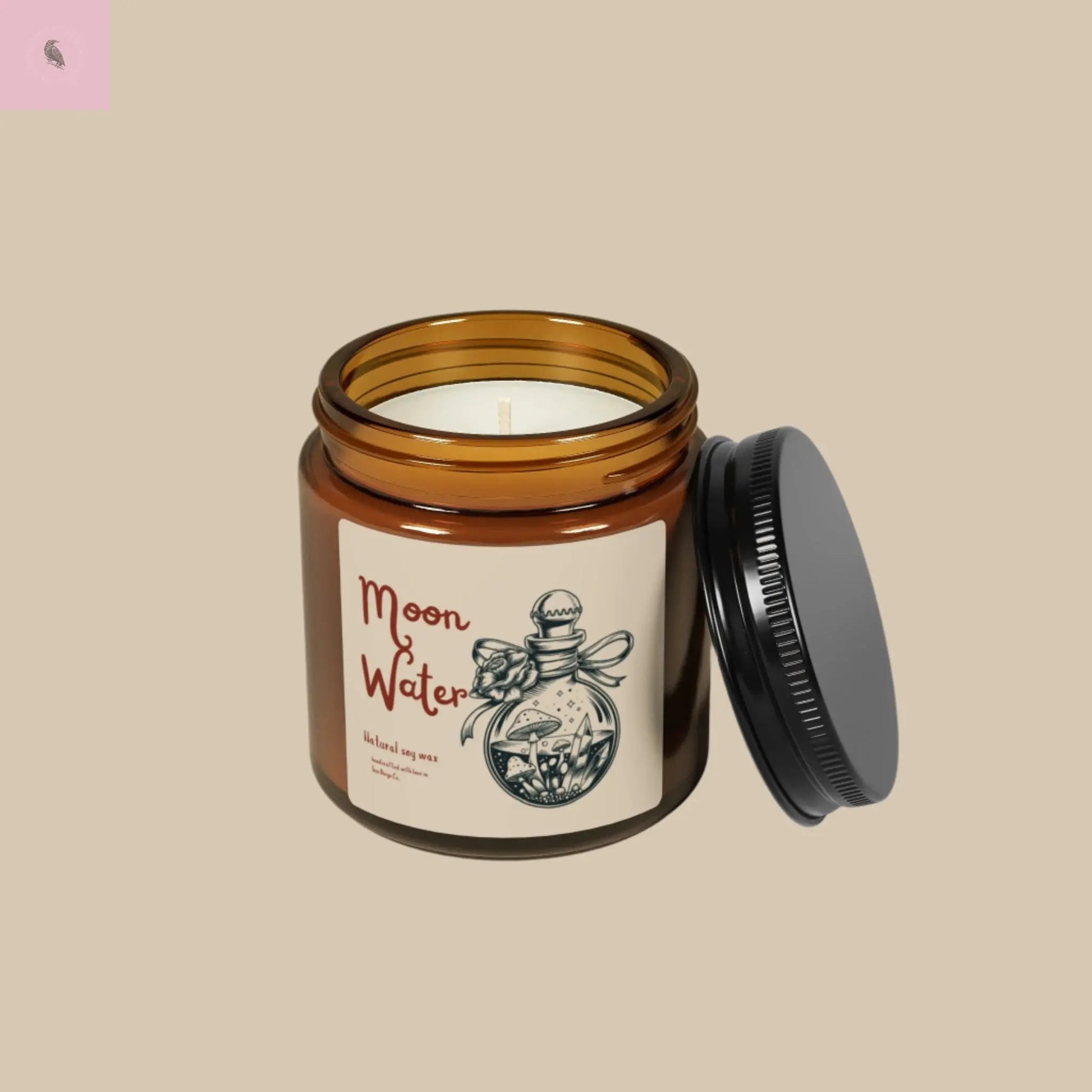 Moon Water Scented Soy Candle - Relaxing Aromatherapy in Amber Jar - Ideal for Home Décor and Gifts The flirty crow