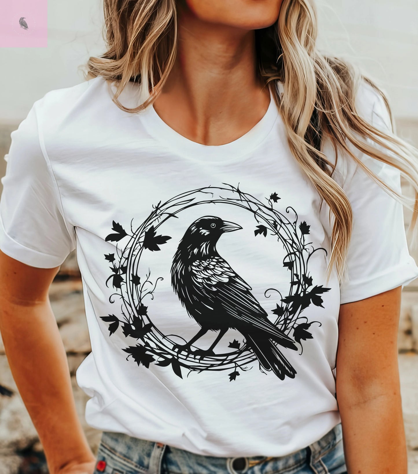 Unisex  beautiful crow  Cotton Tee. if you like crows get this! quality cotton, fun, and beautiful the flirty crow