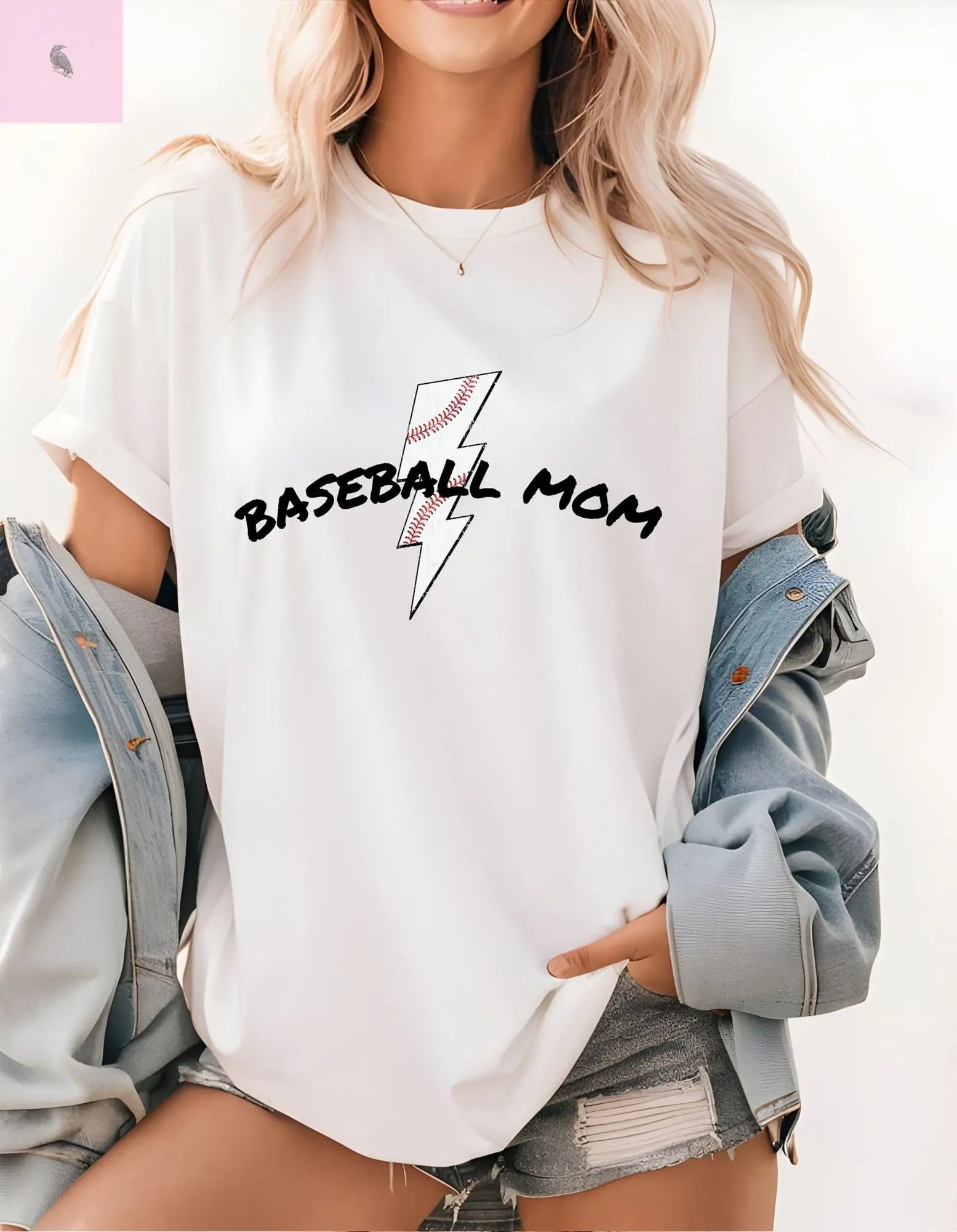 Baseball mom soft style cotton tshirt the flirty crow