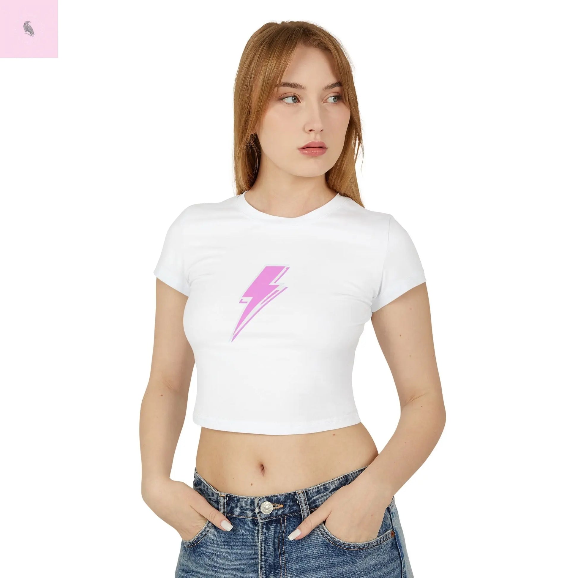 Pink Lightning Bolt Baby Tee the flirty crow