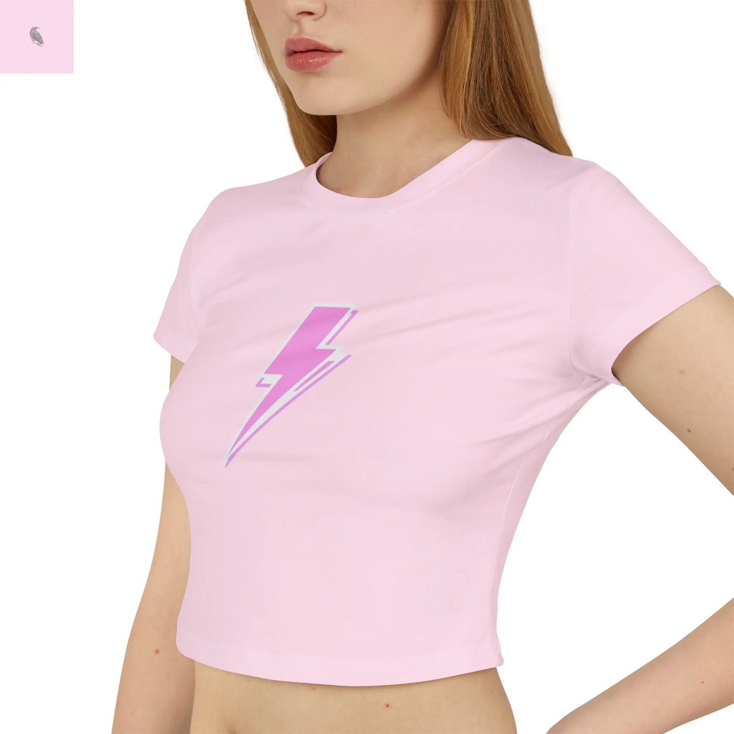 Pink Lightning Bolt Baby Tee the flirty crow