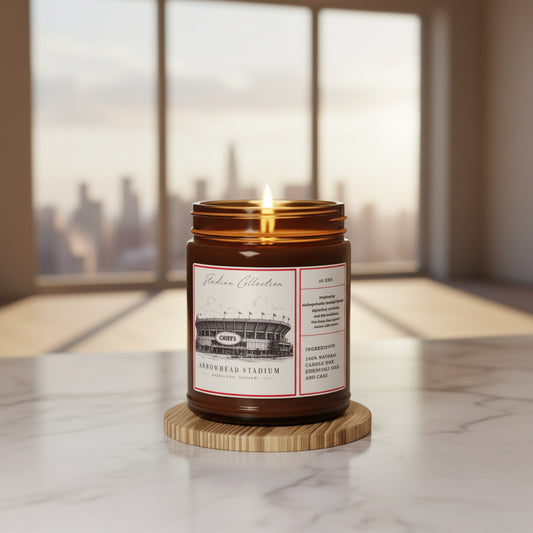 Arrowhead Stadium Kansas City Football Candle, Scented Soy Candle, game day decor