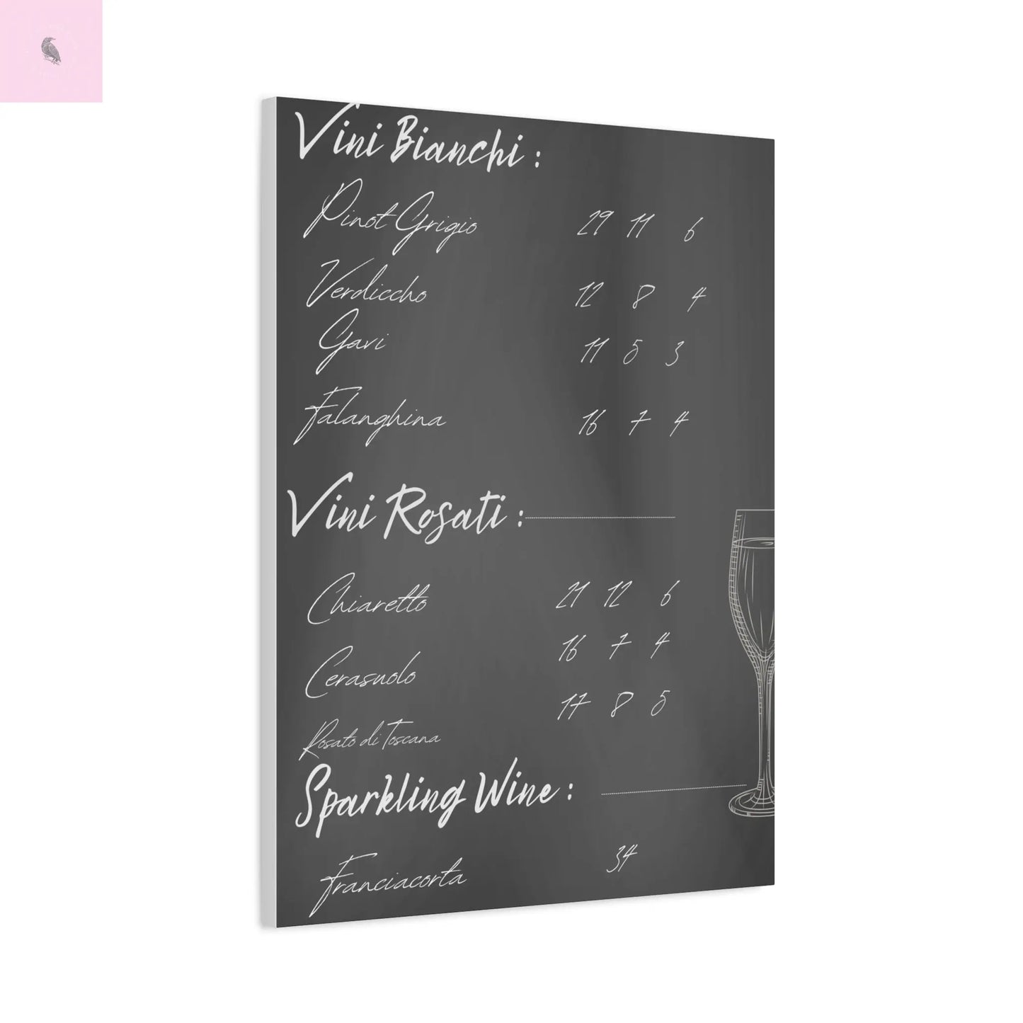 Chalkboard Wine Menu, Italian wine Canvas Art,  Bar Decor, Wine List Wall Art,  Kitchen Decor, Wine Lover Gift, Italian wine lover Printify