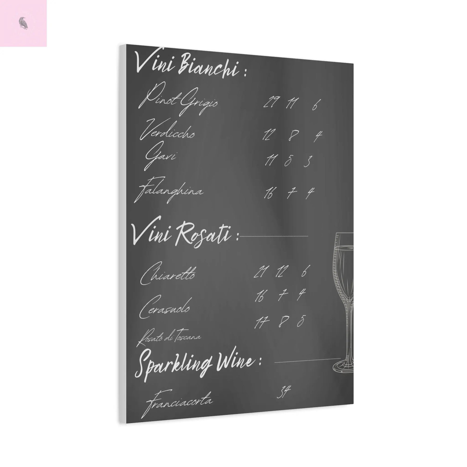 Chalkboard Wine Menu, Italian wine Canvas Art,  Bar Decor, Wine List Wall Art,  Kitchen Decor, Wine Lover Gift, Italian wine lover Printify