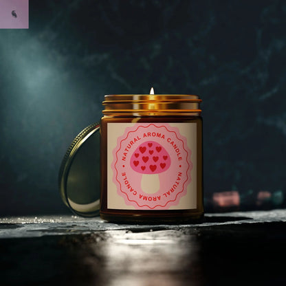 Mushroom retro Scented Candles, Coconut Apricot Wax (4oz, 9oz) the flirty crow