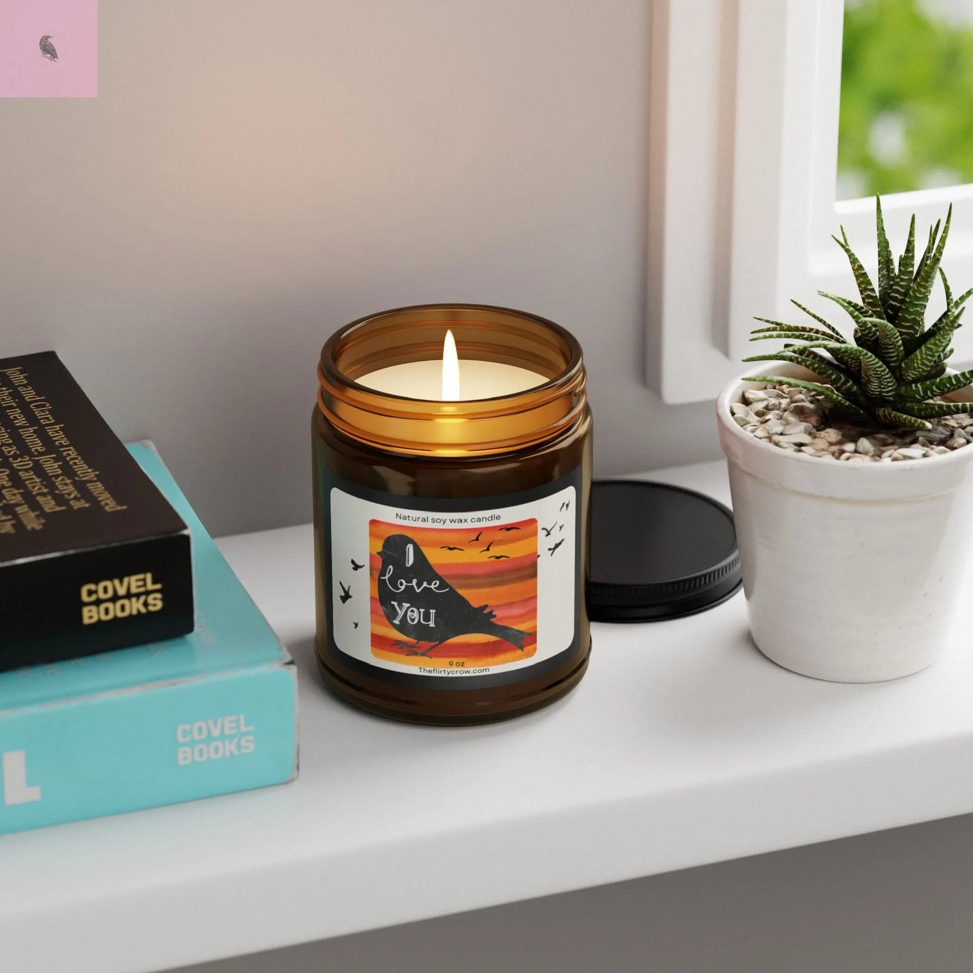 Soy Candle - Cute Bird I Love You Design The flirty crow