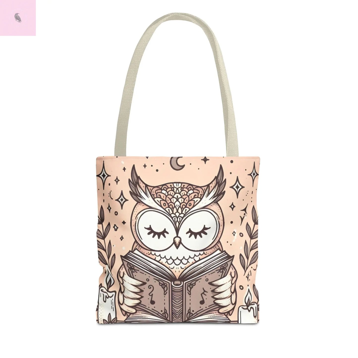 Reading lover  Owl Tote Bag, Cute Animal Tote, Book Lover Gift, AOP Shopping Bag, Owl Art Bag, Eco-Friendly Carryall, gift for reader The flirty crow