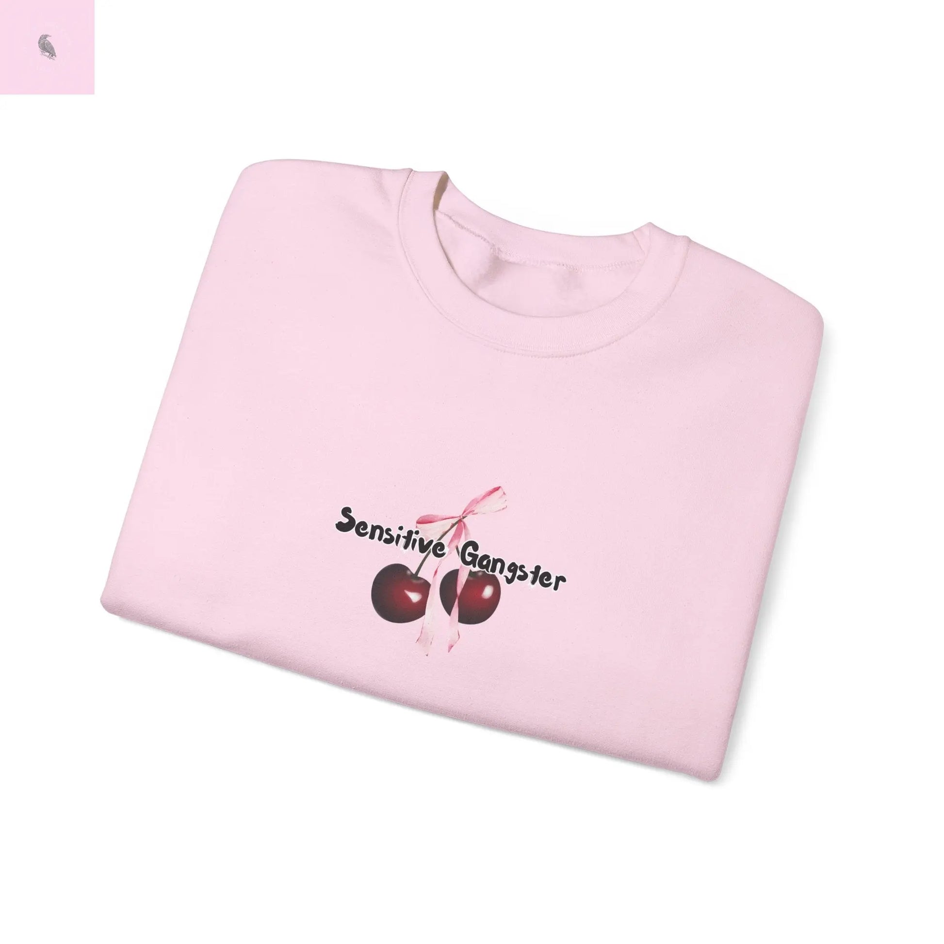 Sensitive Gangster Sweatshirt, Coquette cherries crewneck, Cozy Unisex sweatshirt, Gift for Friends, Casual Wear, Comfortable Fashion, The flirty crow