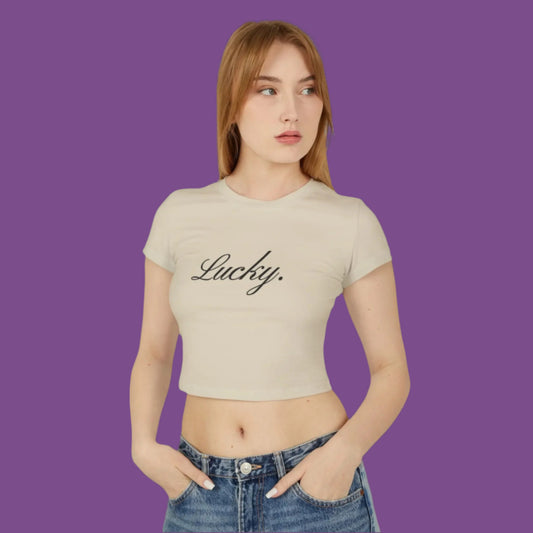 Cropped Baby Tee - Lucky Womens Cotton the flirty crow