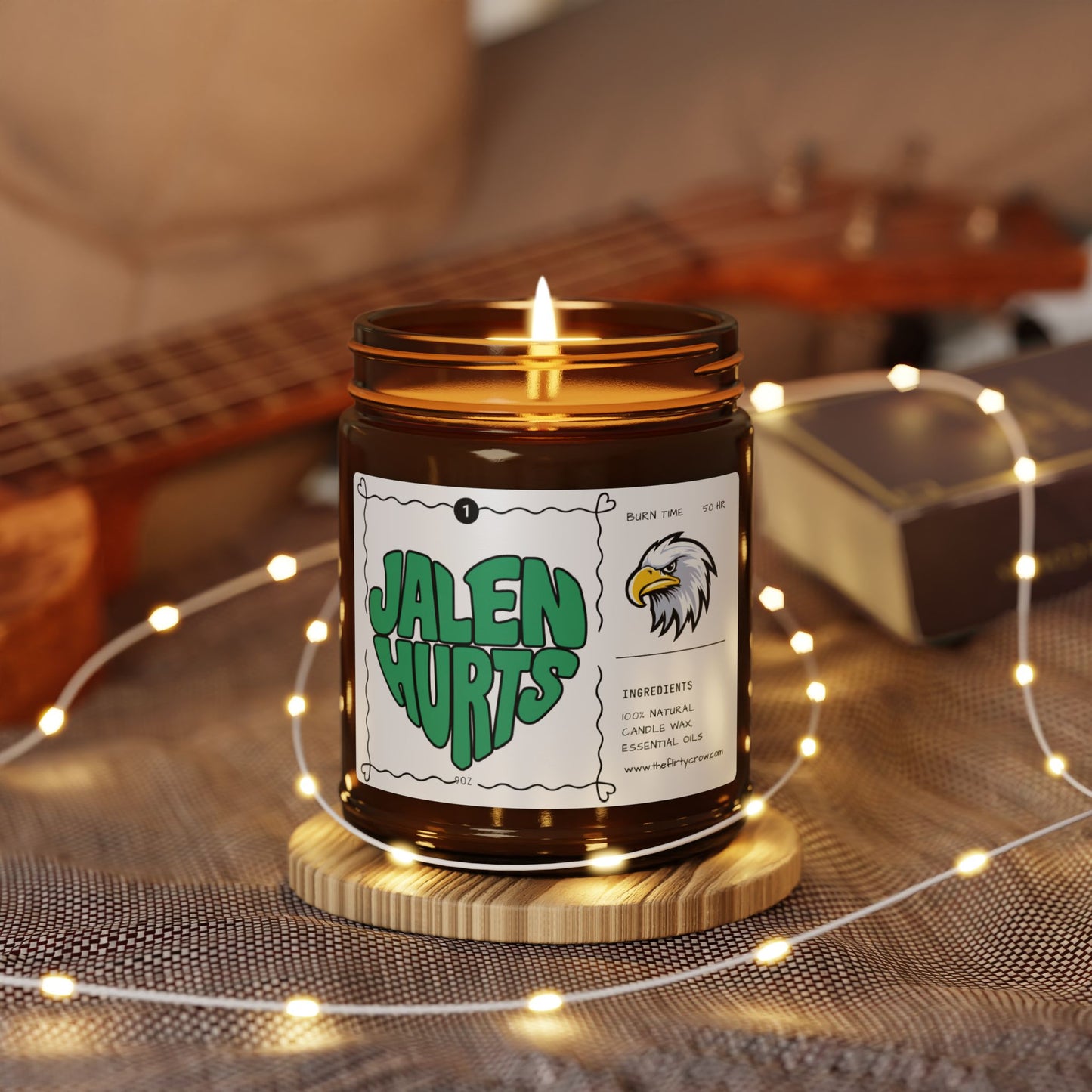 Philadelphia Eagles Candle, Jalen Hurts Football Fan Soy Candle,