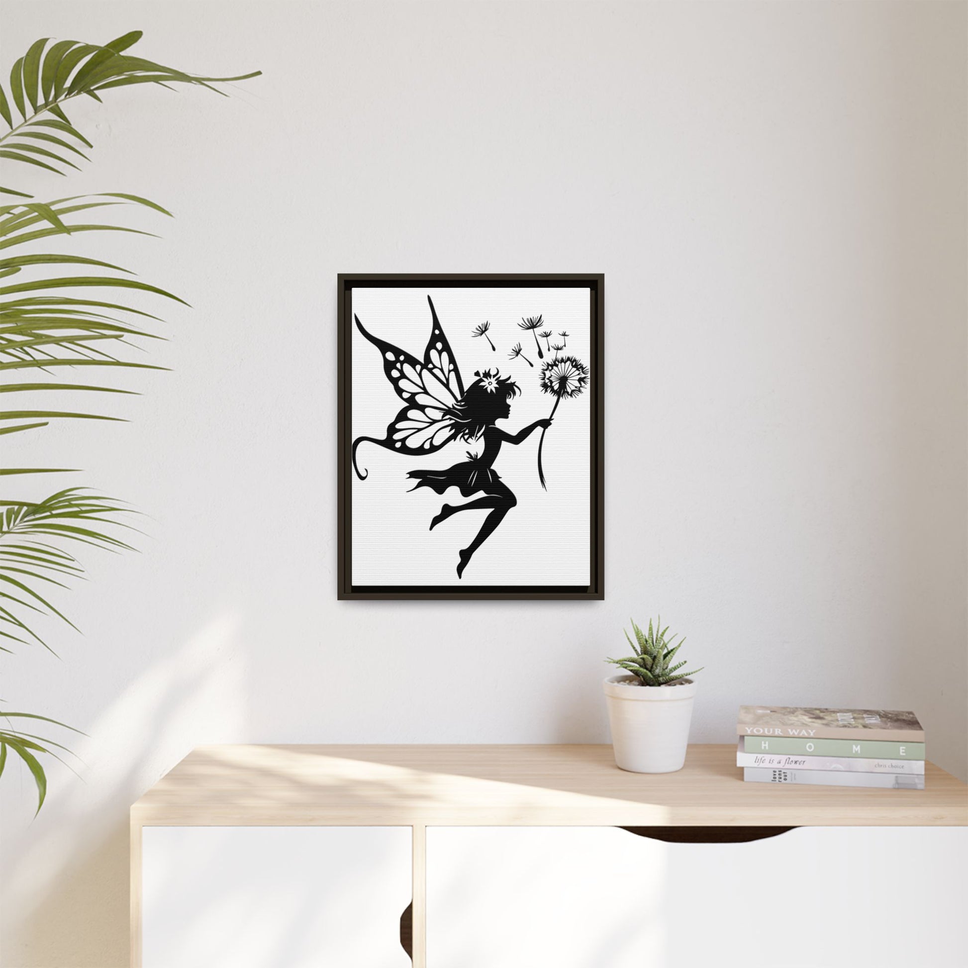 Framed Canvas Fairy Art, whimsical wall decor, nursery room art, gift for her - The flirty crow