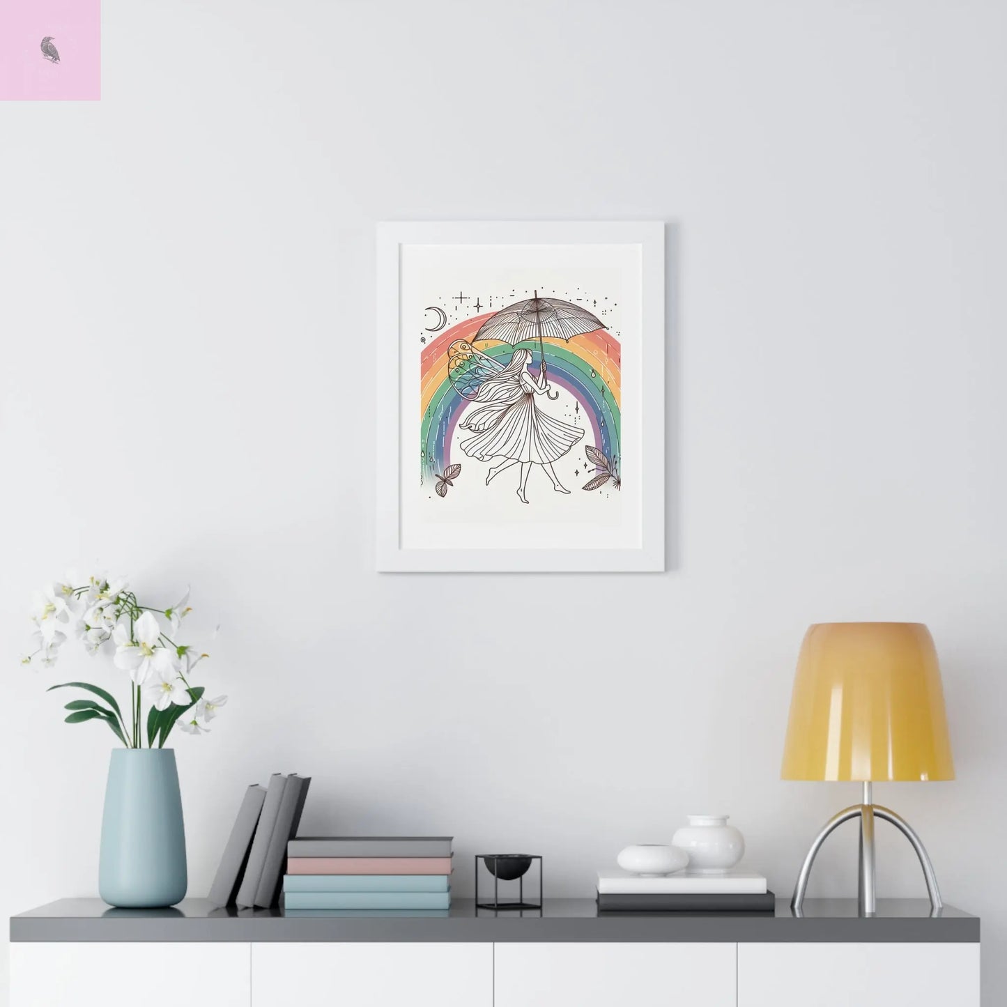 Framed  fairy whimsical Wall Art - The flirty crow