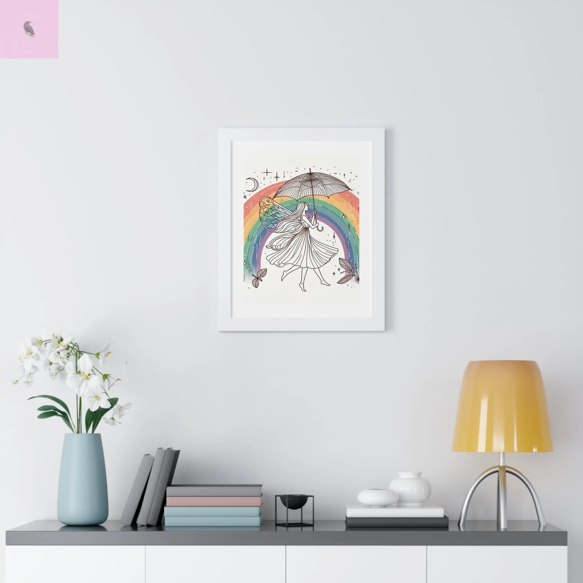 Framed  fairy whimsical Wall Art - The flirty crow