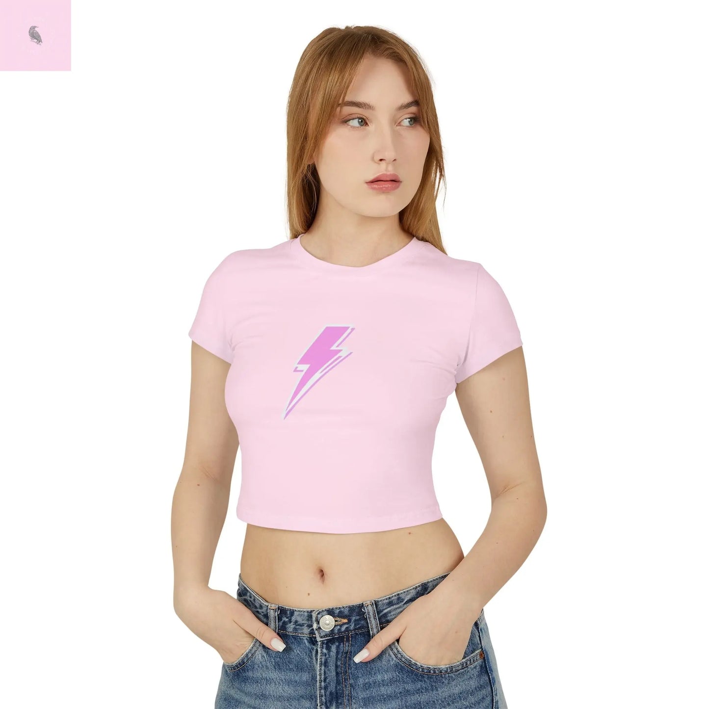 Pink Lightning Bolt Baby Tee the flirty crow