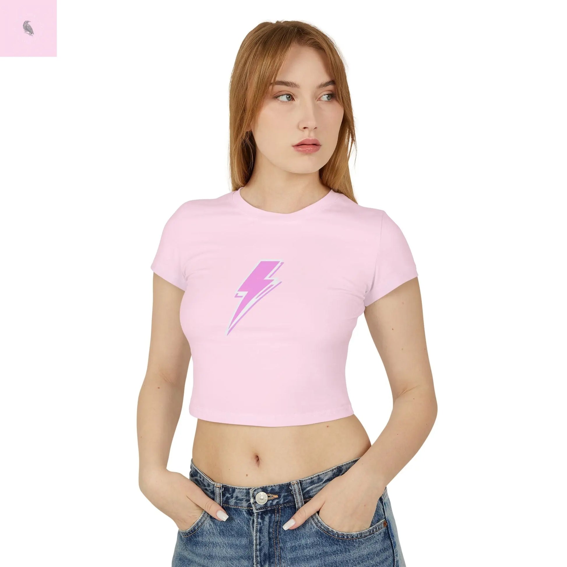 Pink Lightning Bolt Baby Tee the flirty crow