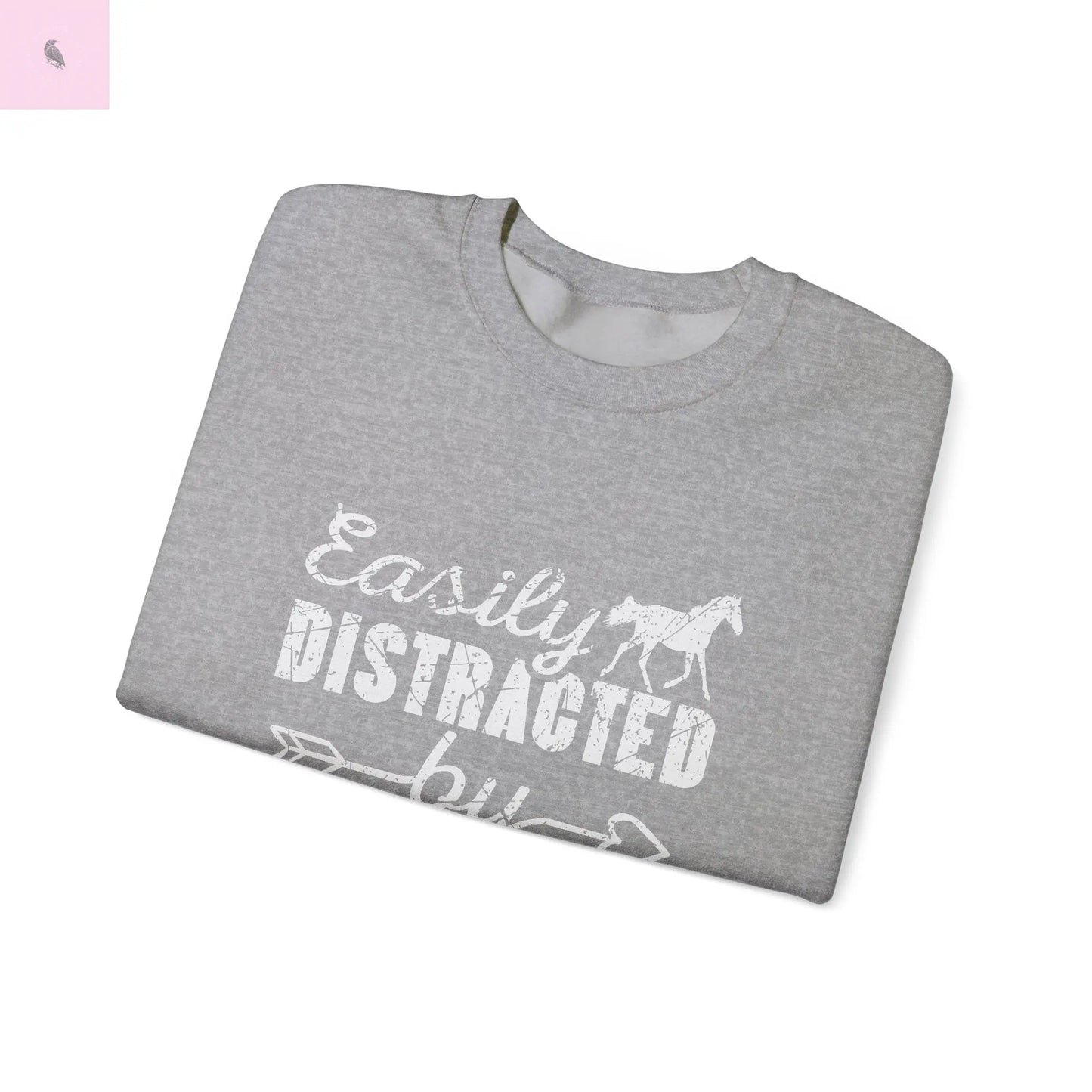 Horse Lover Crewneck Sweatshirt - Easily Distracted Design the flirty crow