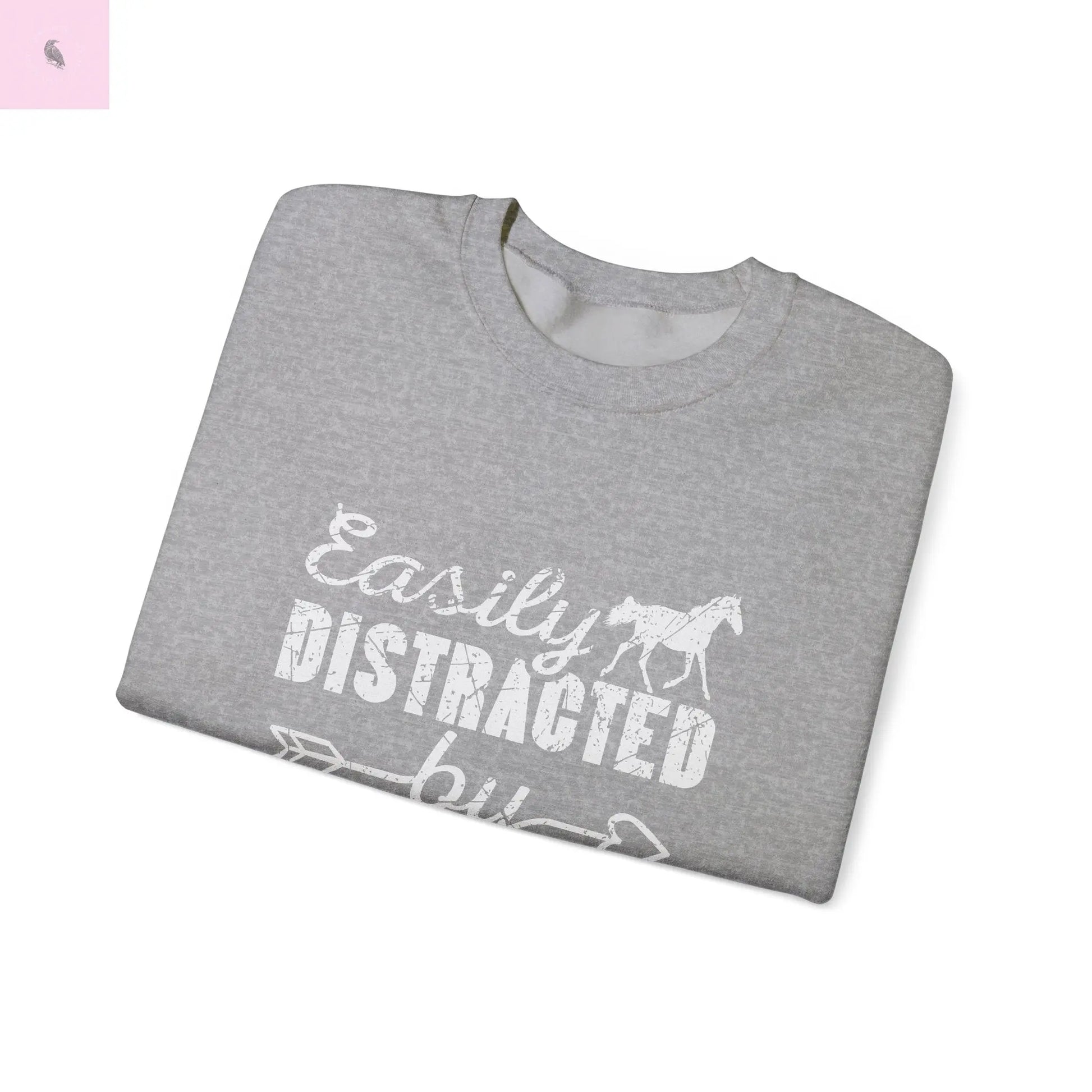 Horse Lover Crewneck Sweatshirt - Easily Distracted Design the flirty crow