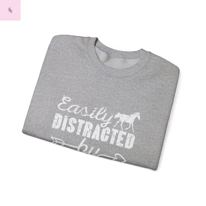 Horse Lover Crewneck Sweatshirt - Easily Distracted Design the flirty crow