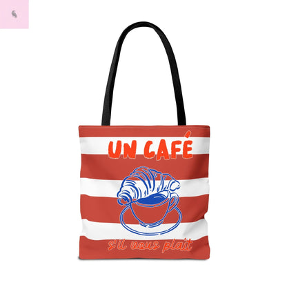 Café Tote Bag,  Coffee Lover's bag, Croissant lover, Gift for her, Grocery tote, farmers market , Traveler gift, Artisan Design The flirty crow