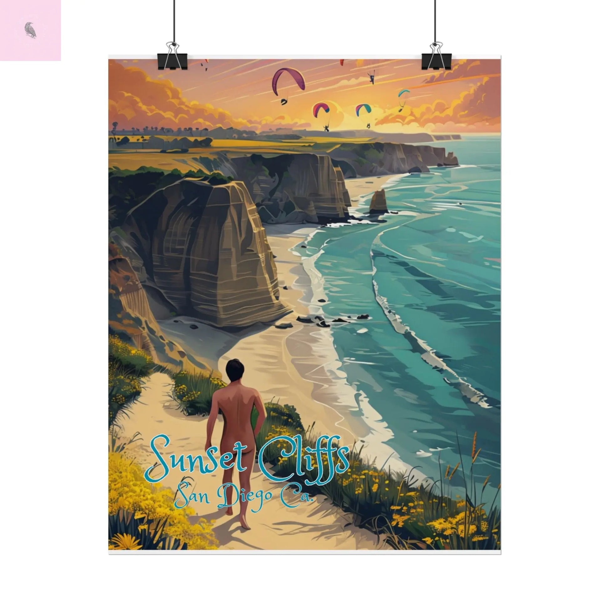Sunset Cliffs Rolled Poster, Scenic Art Print, San Diego  Beach Decor, Coastal Wall Art, Gift for Beach Lovers, Home Decoration Printify