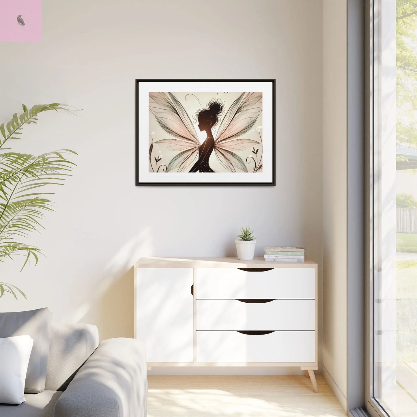 Framed Canvas Fairy wall art - The flirty crow