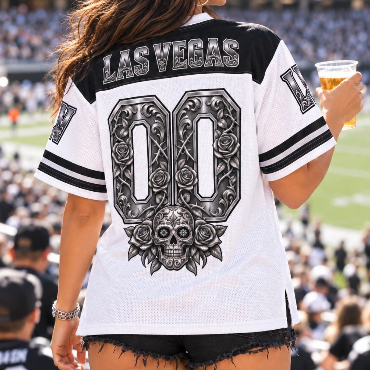 Las Vegas Raiders Skull & Roses Football Jersey