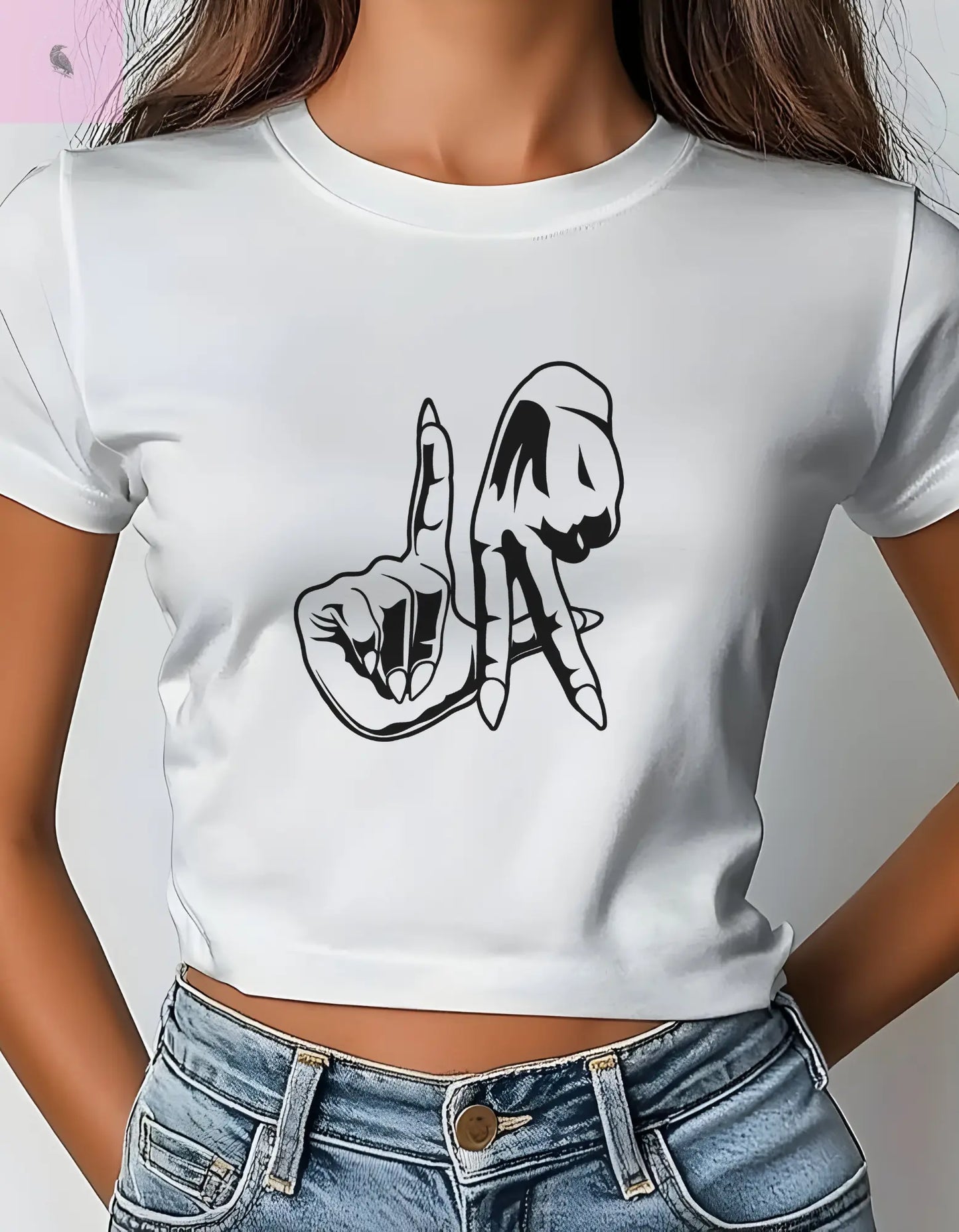 Women's Baby Tee - Los Angeles Iconic City White Cotton T-Shirt, LA Graphic Shirt, California Souvenir Top, Urban Streetwear Tee, Trendy the flirty crow