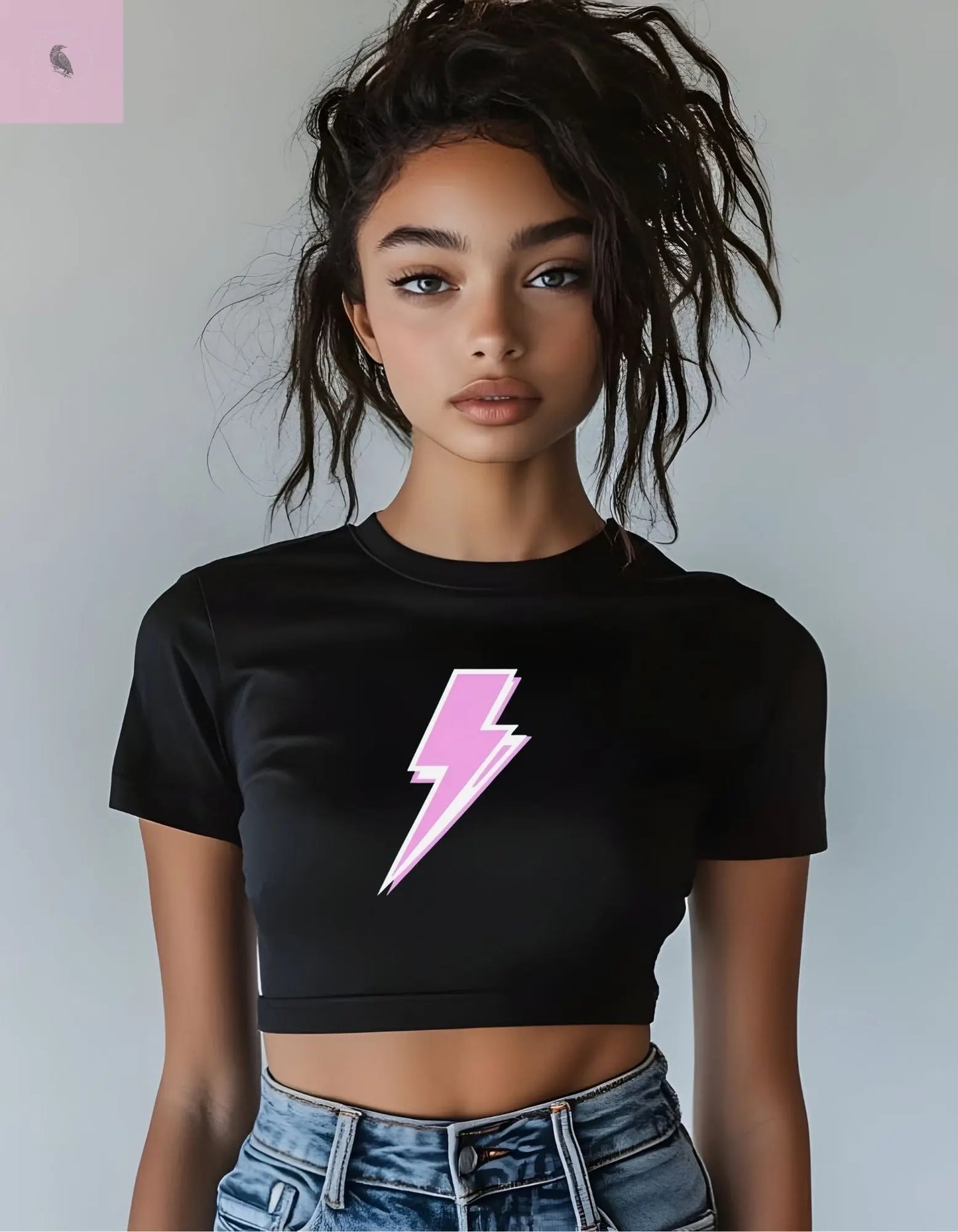 Pink Lightning Bolt Baby Tee the flirty crow