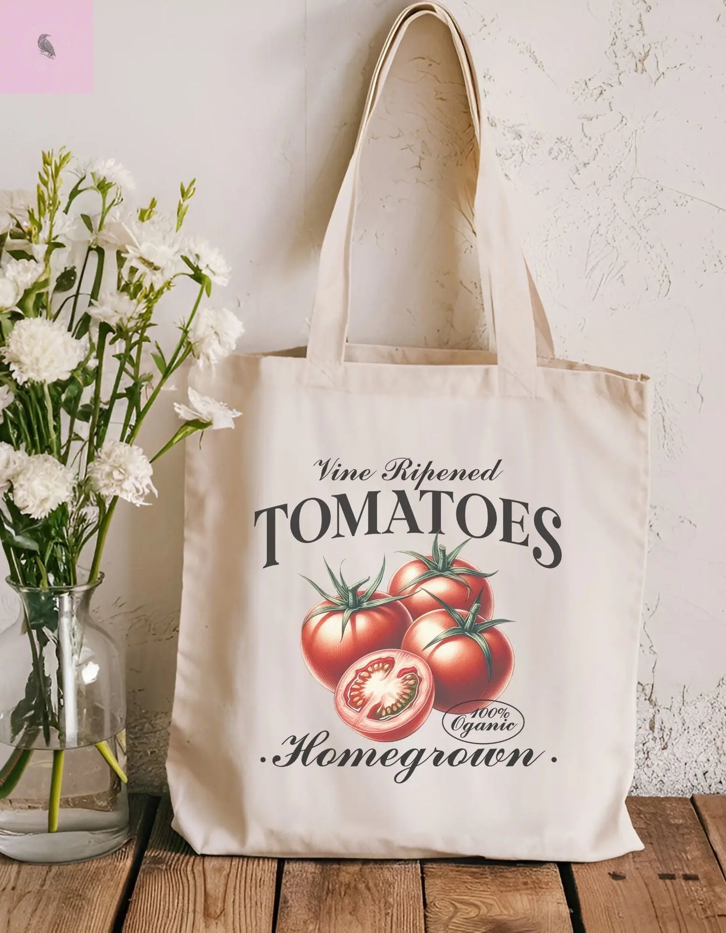Cute tomato grocery, beachy  Cotton Canvas Tote Bag the flirty crow