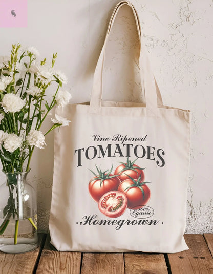 Cute tomato grocery, beachy  Cotton Canvas Tote Bag the flirty crow