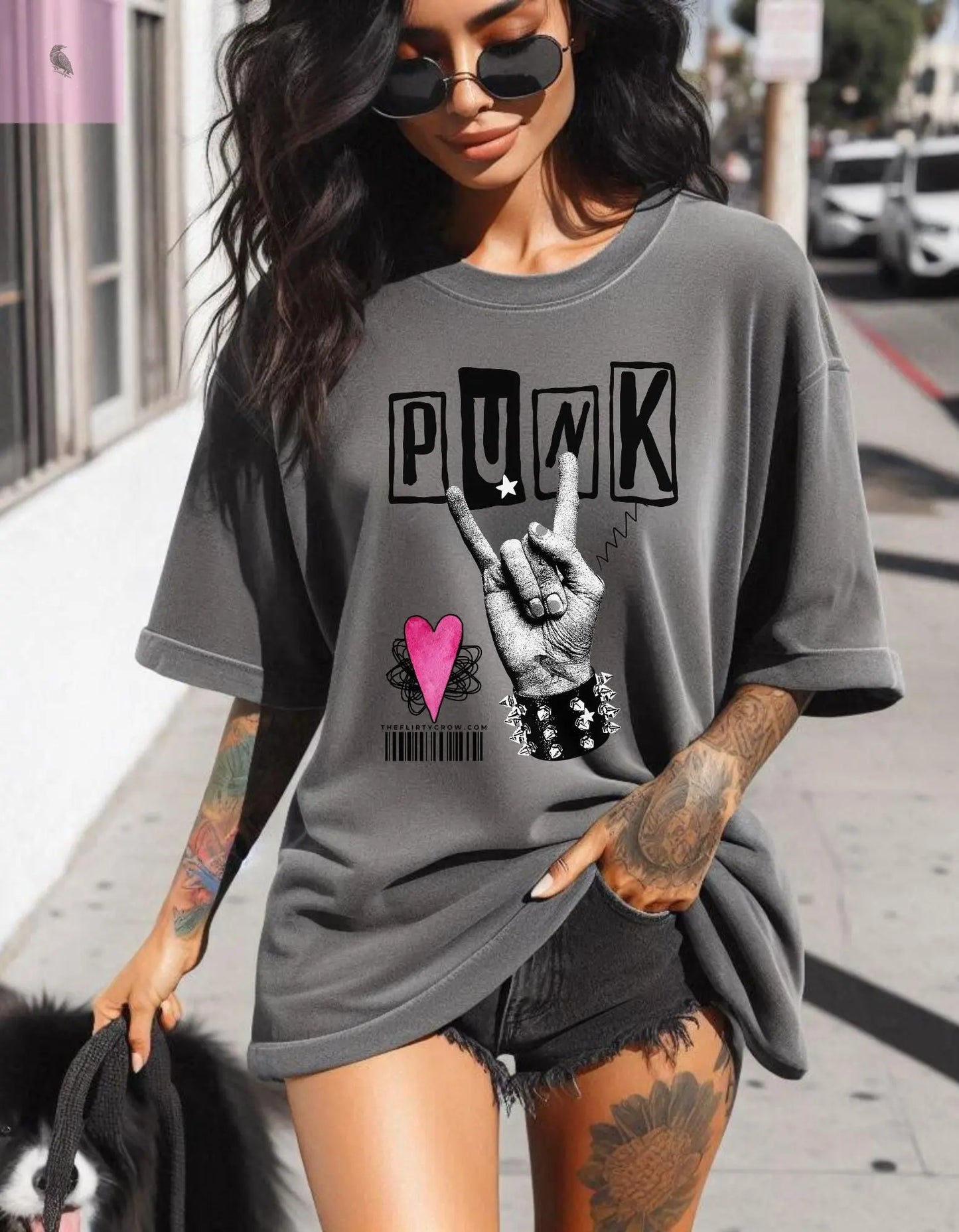 Punk Rock Unisex Garment-Dyed T-Shirt - Retro Graphic Tee for Music Lovers The flirty crow