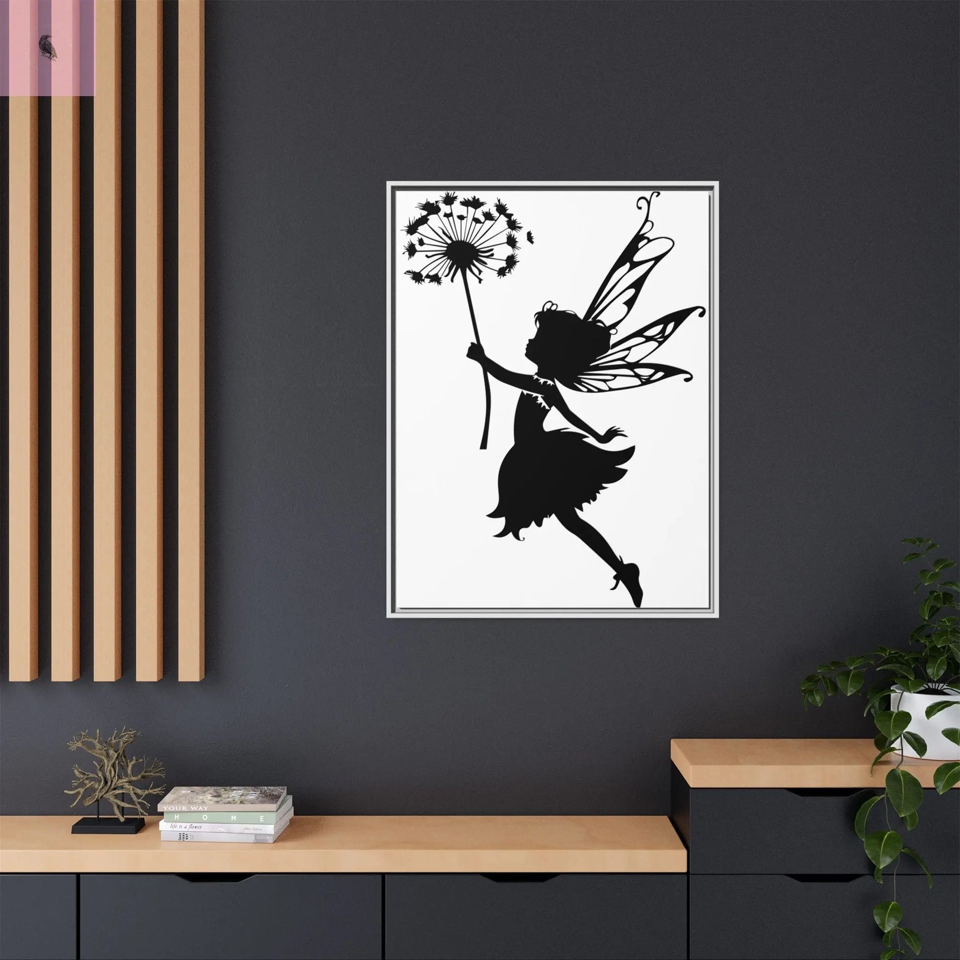 Framed canvas Fairy Silhouette Wall Art, Fairy lover Home Decor, Whimsical Framed Canvas, Fairy Gift, Kids Room Decoration, Nursery Art The flirty crow