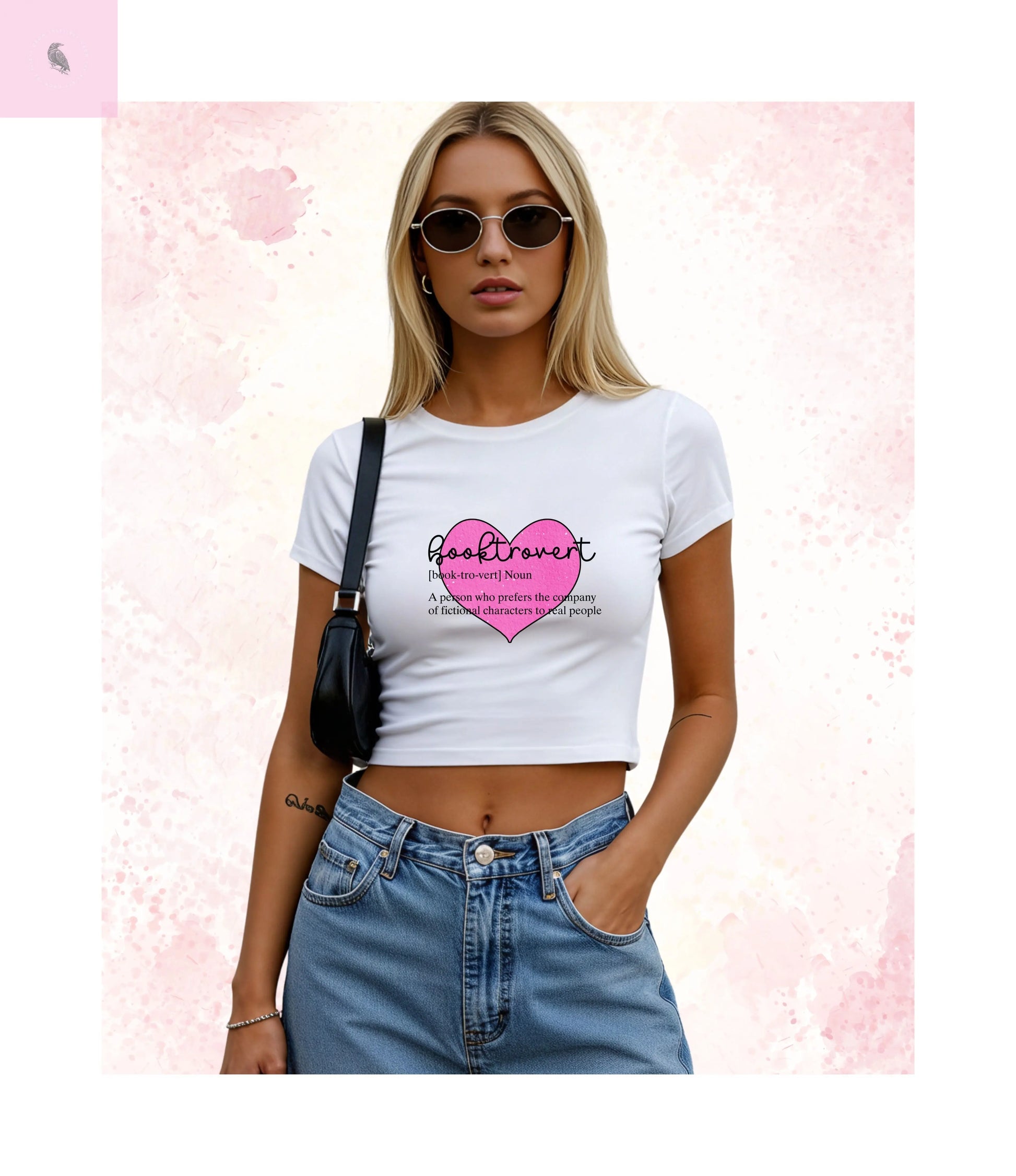 Cropped Tee for Book Lovers , Trendy Summer Crop top, Booktrovert baby tee The flirty crow