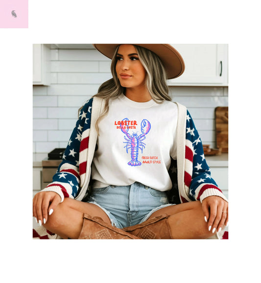 Lobster Tee, Coastal T-Shirt, comfort colors  shirt,  summer trendy tee, lobster Shirt, Beach Day top, Seafood lover, unisex top The flirty crow