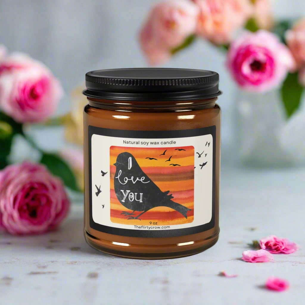 Soy Candle - Cute Bird I Love You Design Printify