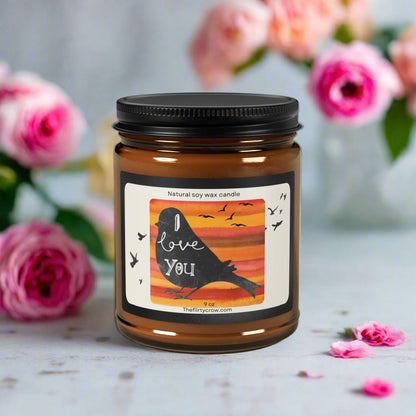 Soy Candle - Cute Bird I Love You Design Printify
