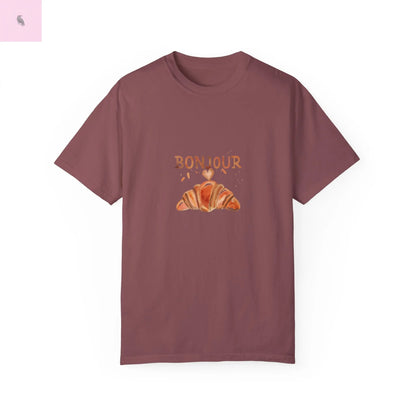 Bonjour Croissant Unisex Comfort Colora T-Shirt - The flirty crow