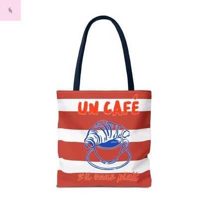 Café Tote Bag,  Coffee Lover's bag, Croissant lover, Gift for her, Grocery tote, farmers market , Traveler gift, Artisan Design The flirty crow