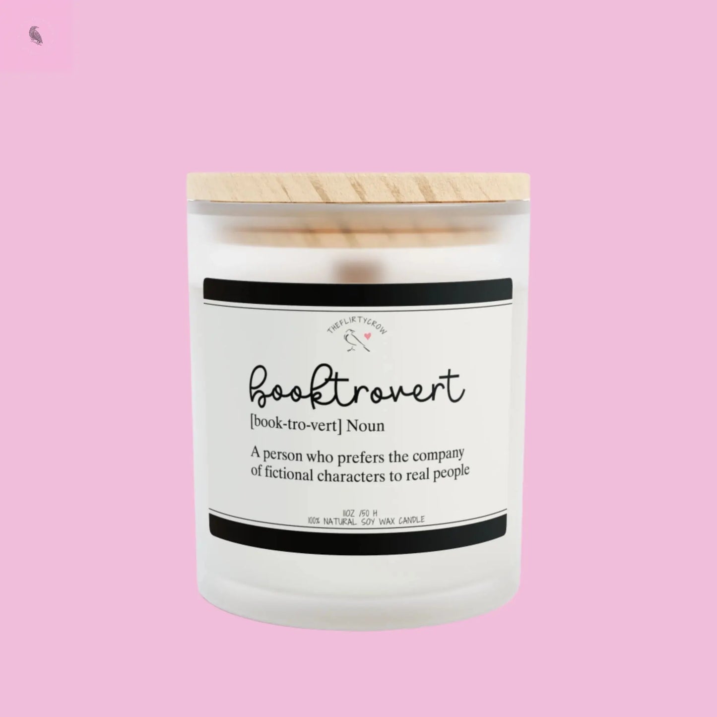 Booktrovert Candle - 11oz Frosted Glass Soy Candle for Book Lovers The flirty crow