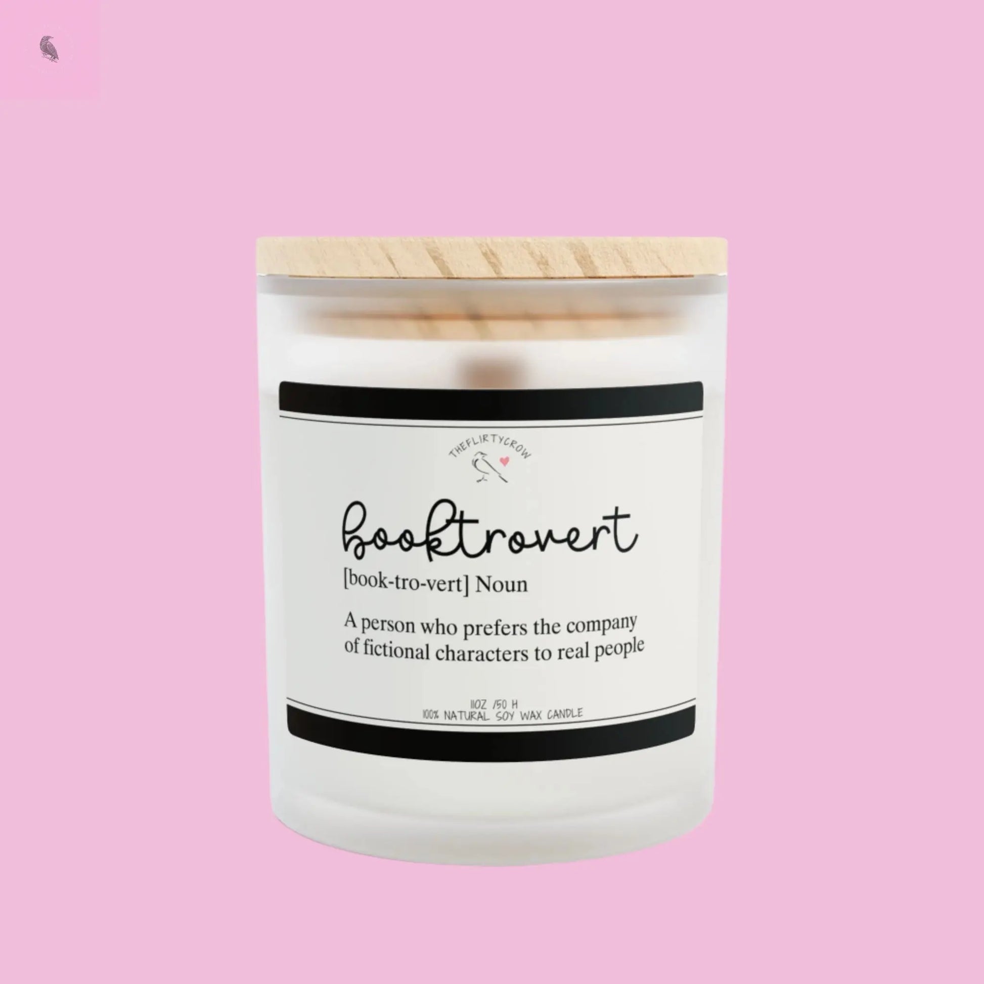 Booktrovert Candle - 11oz Frosted Glass Soy Candle for Book Lovers The flirty crow
